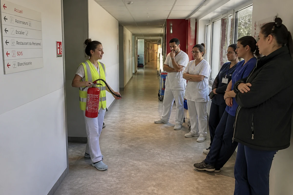 Formation lutte incendie personnel hospitalier Poissy